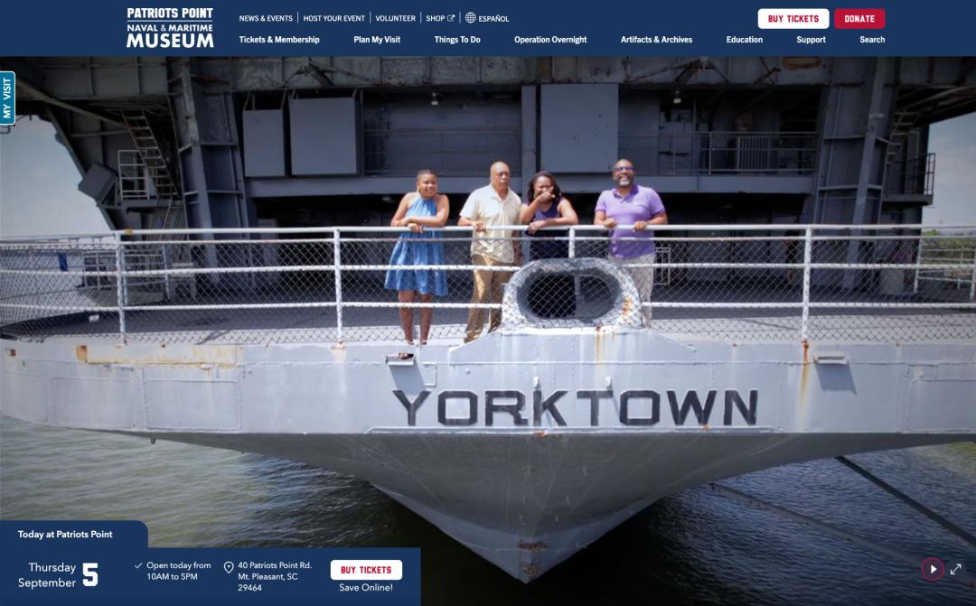 a website page from the Patriots Point home page